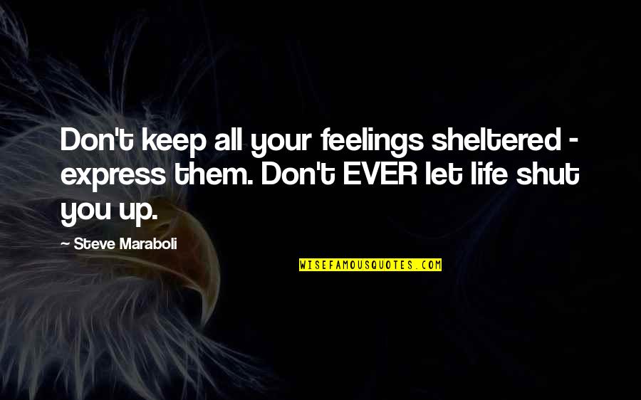 Amateurish Quotes By Steve Maraboli: Don't keep all your feelings sheltered - express