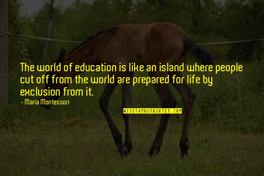 Amayas Consulting Quotes By Maria Montessori: The world of education is like an island