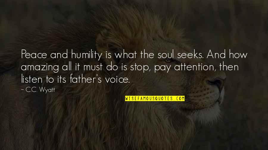 Amazing And Inspirational Quotes By C.C. Wyatt: Peace and humility is what the soul seeks.