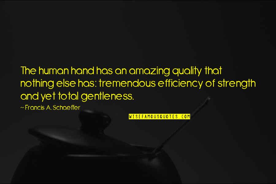 Amazing People Quotes By Francis A. Schaeffer: The human hand has an amazing quality that