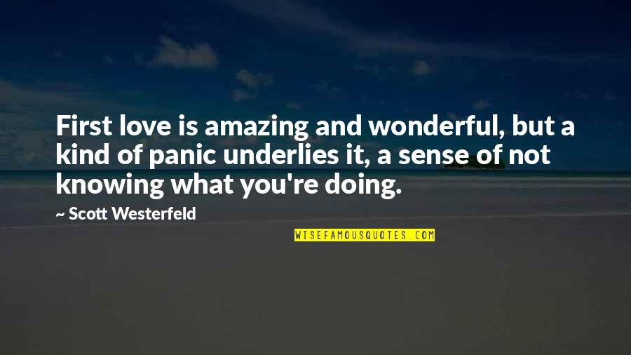 Amazing Relationship Quotes By Scott Westerfeld: First love is amazing and wonderful, but a
