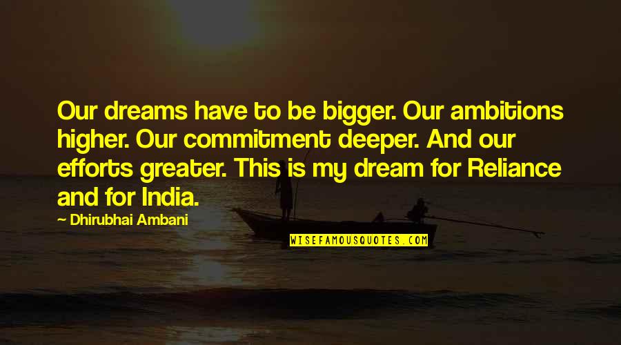 Ambani Quotes By Dhirubhai Ambani: Our dreams have to be bigger. Our ambitions