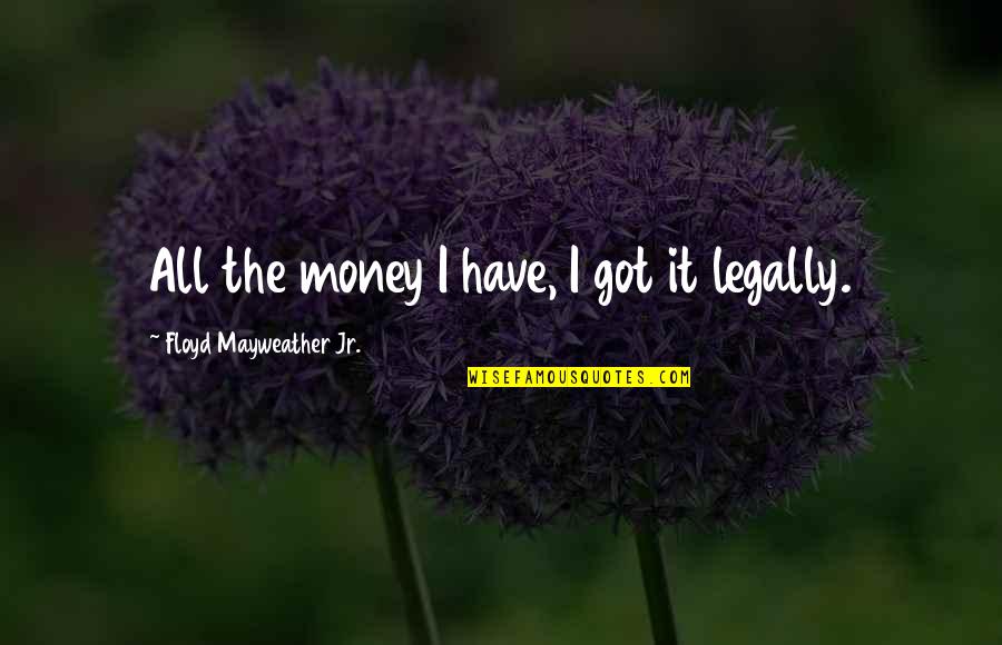 Ambassadress In French Quotes By Floyd Mayweather Jr.: All the money I have, I got it