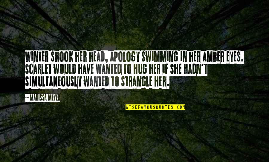 Amber Eyes Quotes By Marissa Meyer: Winter shook her head, apology swimming in her