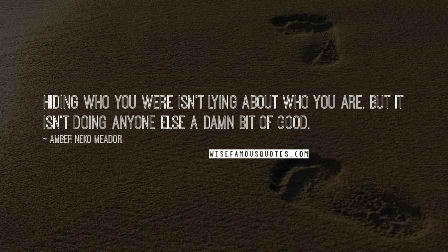 Amber Neko Meador quotes: Hiding who you were isn't lying about who you are. But it isn't doing anyone else a damn bit of good.