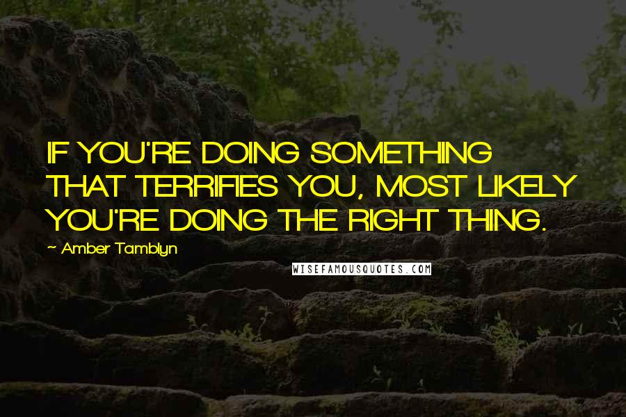 Amber Tamblyn quotes: IF YOU'RE DOING SOMETHING THAT TERRIFIES YOU, MOST LIKELY YOU'RE DOING THE RIGHT THING.