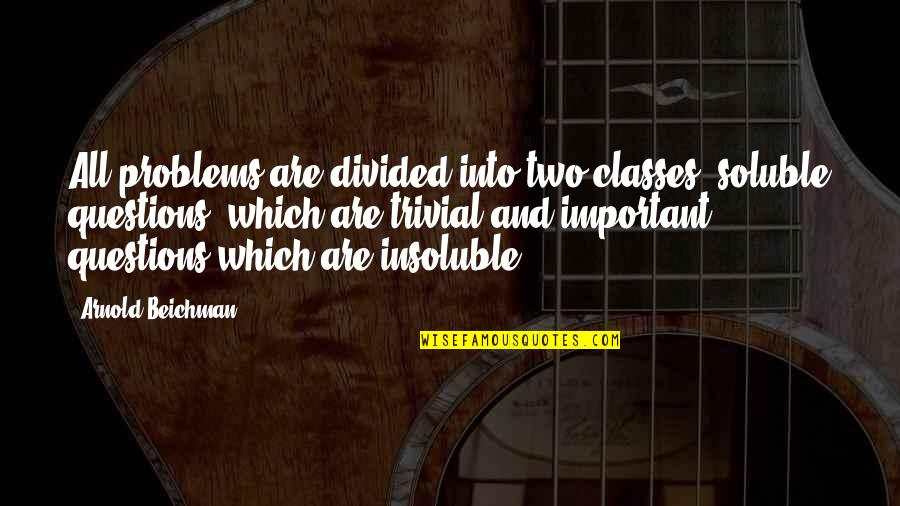 Ambiental Joinville Quotes By Arnold Beichman: All problems are divided into two classes, soluble Ambiental Joinville Quotes By Arnold Beichman: All problems are divided into two classes, soluble