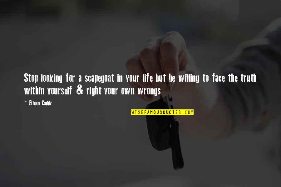Ambiente Quotes By Eileen Caddy: Stop looking for a scapegoat in your life