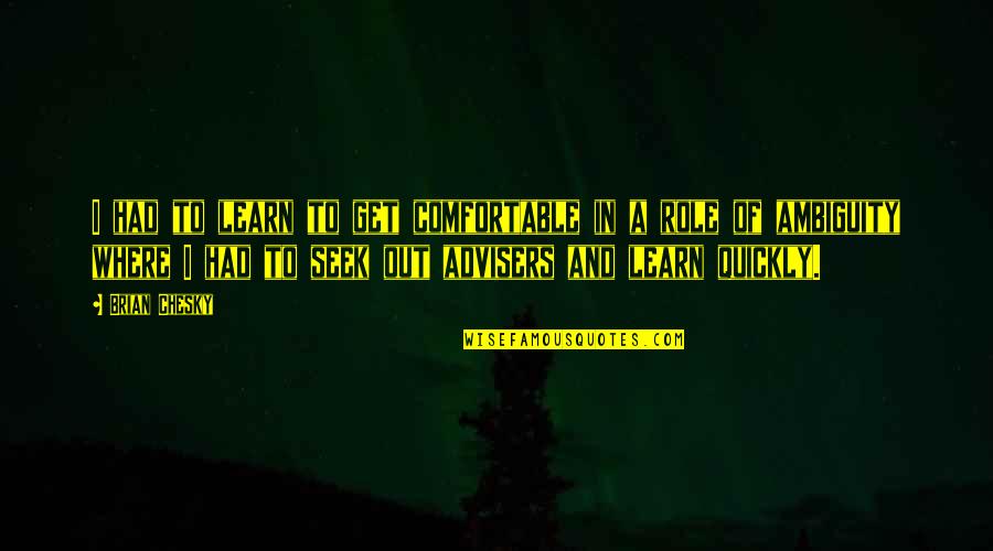 Ambiguity Quotes By Brian Chesky: I had to learn to get comfortable in