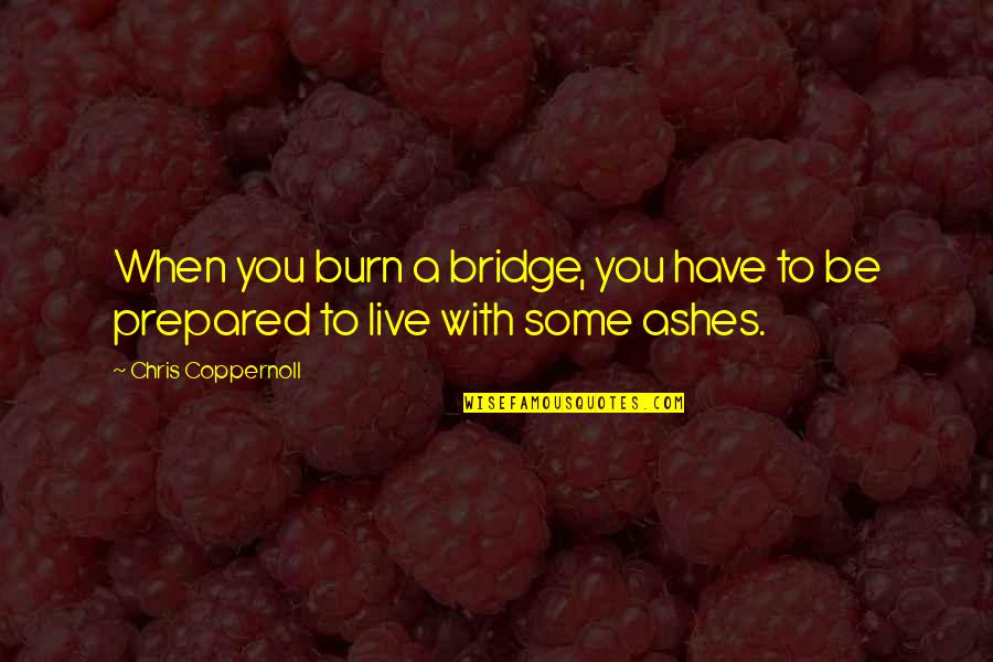 Ambing Quotes By Chris Coppernoll: When you burn a bridge, you have to Ambing Quotes By Chris Coppernoll: When you burn a bridge, you have to