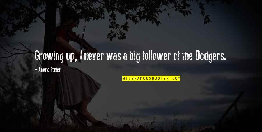 Ambire Quotes By Andre Ethier: Growing up, I never was a big follower Ambire Quotes By Andre Ethier: Growing up, I never was a big follower