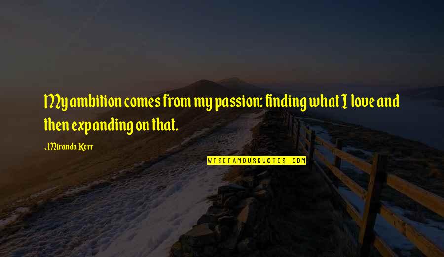 Ambition And Love Quotes By Miranda Kerr: My ambition comes from my passion: finding what