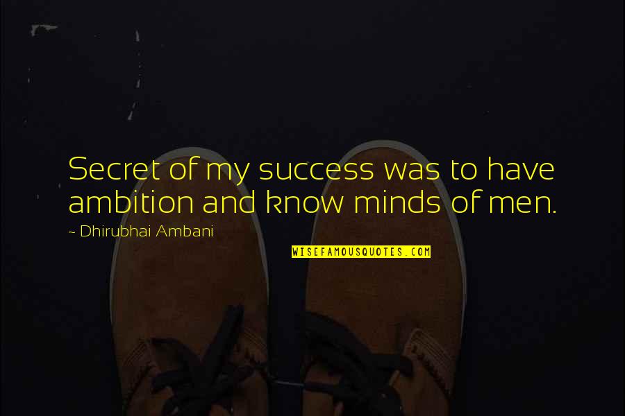 Ambition And Success Quotes By Dhirubhai Ambani: Secret of my success was to have ambition Ambition And Success Quotes By Dhirubhai Ambani: Secret of my success was to have ambition