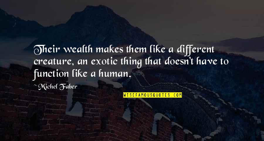 Ambitions Famous Quotes By Michel Faber: Their wealth makes them like a different creature, Ambitions Famous Quotes By Michel Faber: Their wealth makes them like a different creature,