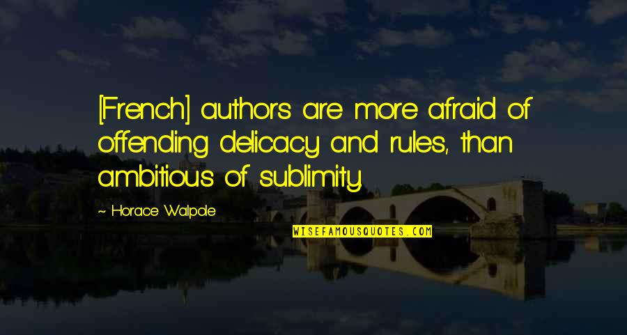 Ambitious Quotes By Horace Walpole: [French] authors are more afraid of offending delicacy