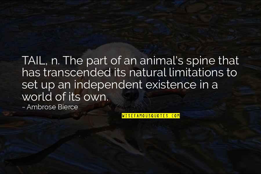 Ambrose's Quotes By Ambrose Bierce: TAIL, n. The part of an animal's spine