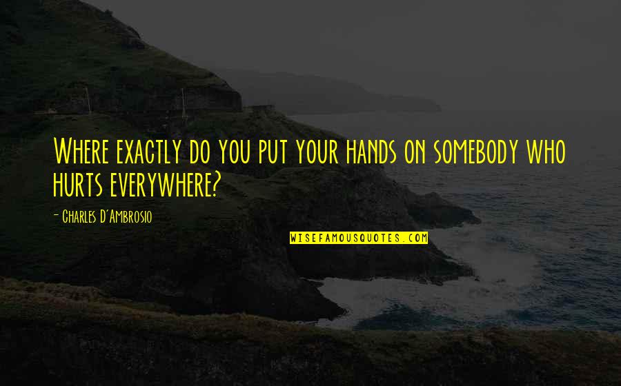 Ambrosio Quotes By Charles D'Ambrosio: Where exactly do you put your hands on