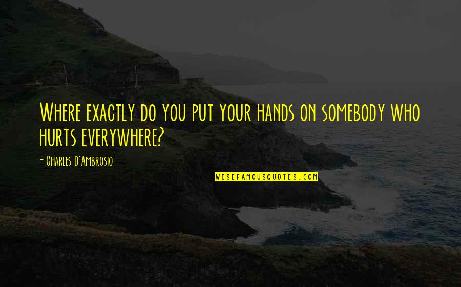 Ambrosio Quotes By Charles D'Ambrosio: Where exactly do you put your hands on Ambrosio Quotes By Charles D'Ambrosio: Where exactly do you put your hands on