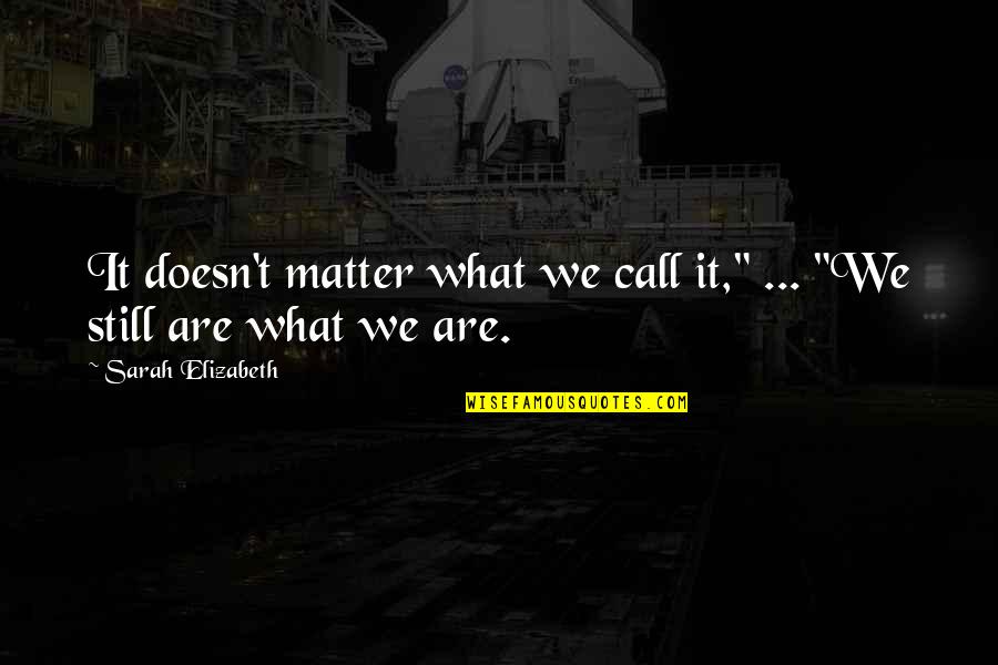 Amebic Quotes By Sarah Elizabeth: It doesn't matter what we call it," ...