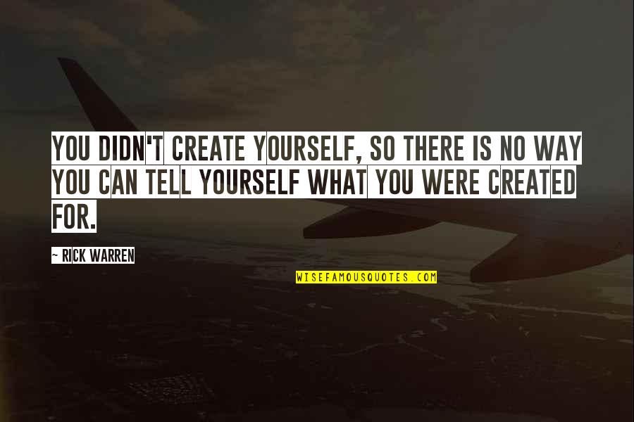 Ameerah Falzon Ojo Quotes By Rick Warren: You didn't create yourself, so there is no