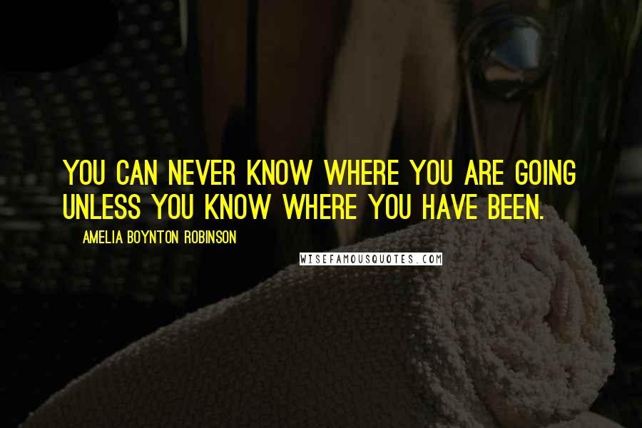 Amelia Boynton Robinson quotes: You can never know where you are going unless you know where you have been.