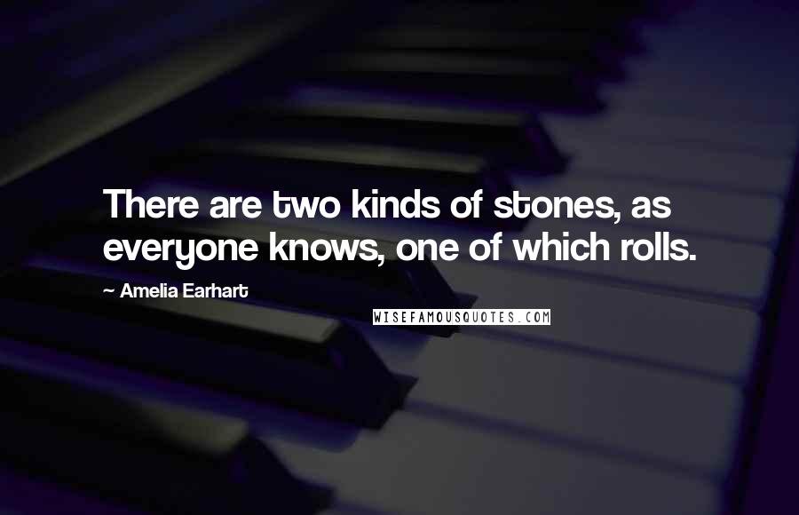 Amelia Earhart quotes: There are two kinds of stones, as everyone knows, one of which rolls. Amelia Earhart quotes: There are two kinds of stones, as everyone knows, one of which rolls.