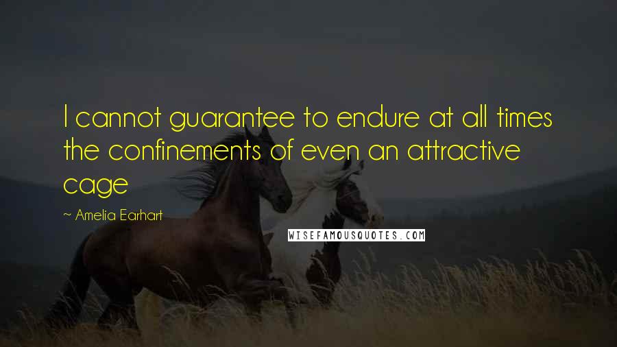 Amelia Earhart quotes: I cannot guarantee to endure at all times the confinements of even an attractive cage
