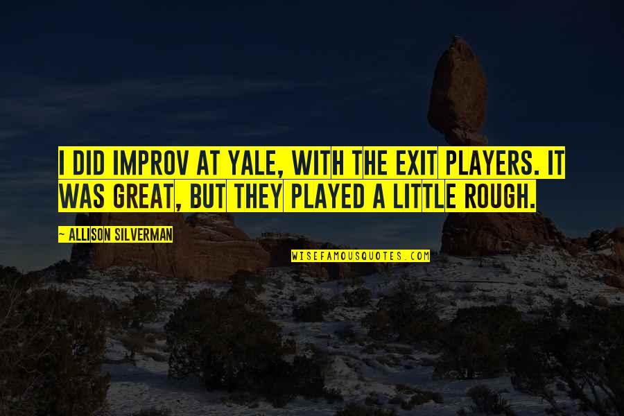 Ameliorate Quotes By Allison Silverman: I did improv at Yale, with the Exit