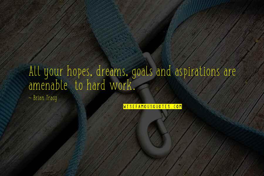 Amenable Quotes By Brian Tracy: All your hopes, dreams, goals and aspirations are