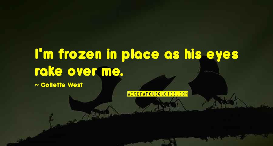 America Lessons Quotes By Collette West: I'm frozen in place as his eyes rake
