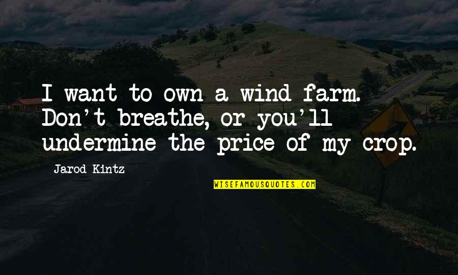 America Policing The World Quotes By Jarod Kintz: I want to own a wind farm. Don't