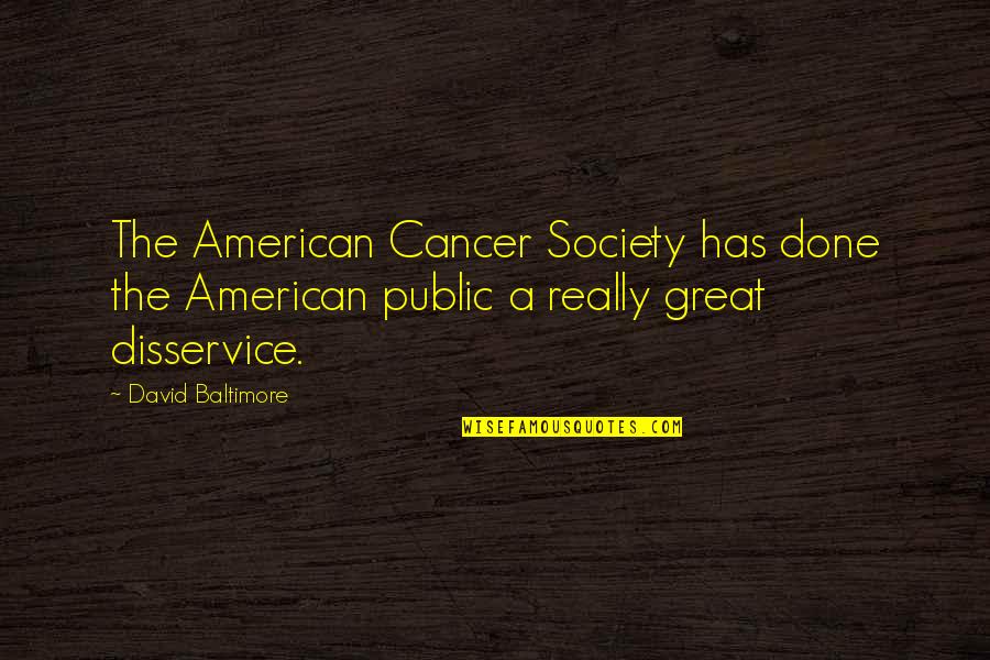 American Cancer Society Quotes By David Baltimore: The American Cancer Society has done the American