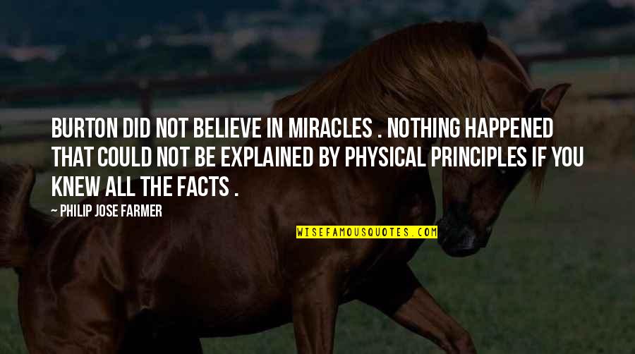 American Express Quote Quotes By Philip Jose Farmer: Burton did not believe in miracles . Nothing