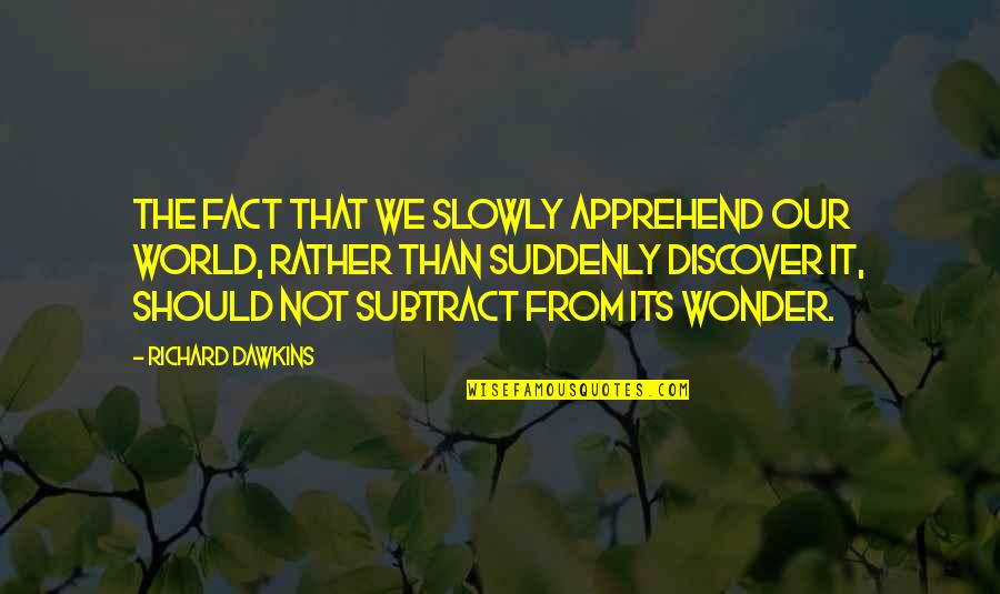 American Horror Story Asylum Episode 13 Quotes By Richard Dawkins: The fact that we slowly apprehend our world, American Horror Story Asylum Episode 13 Quotes By Richard Dawkins: The fact that we slowly apprehend our world,