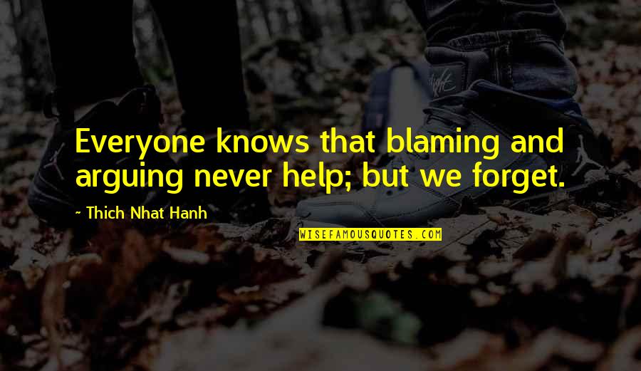 American Mcgee Quotes By Thich Nhat Hanh: Everyone knows that blaming and arguing never help;