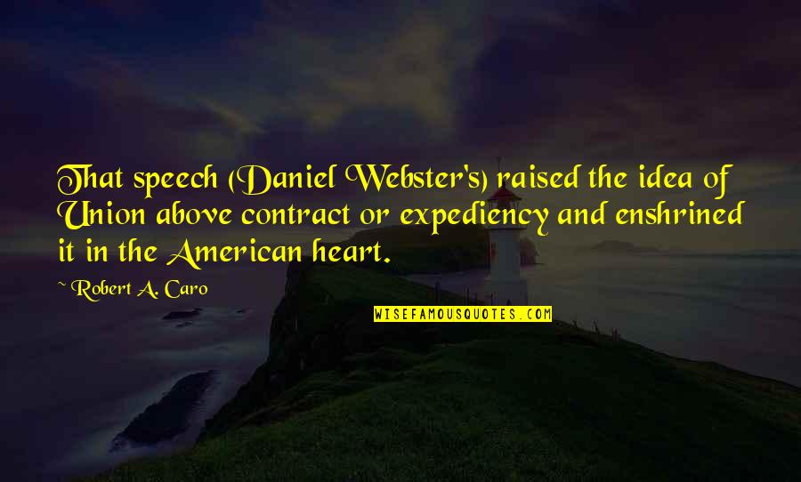 American Patriotism Quotes By Robert A. Caro: That speech (Daniel Webster's) raised the idea of