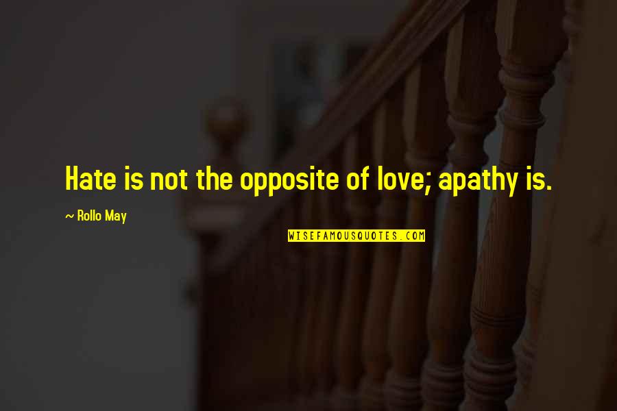 American President Annette Bening Quotes By Rollo May: Hate is not the opposite of love; apathy
