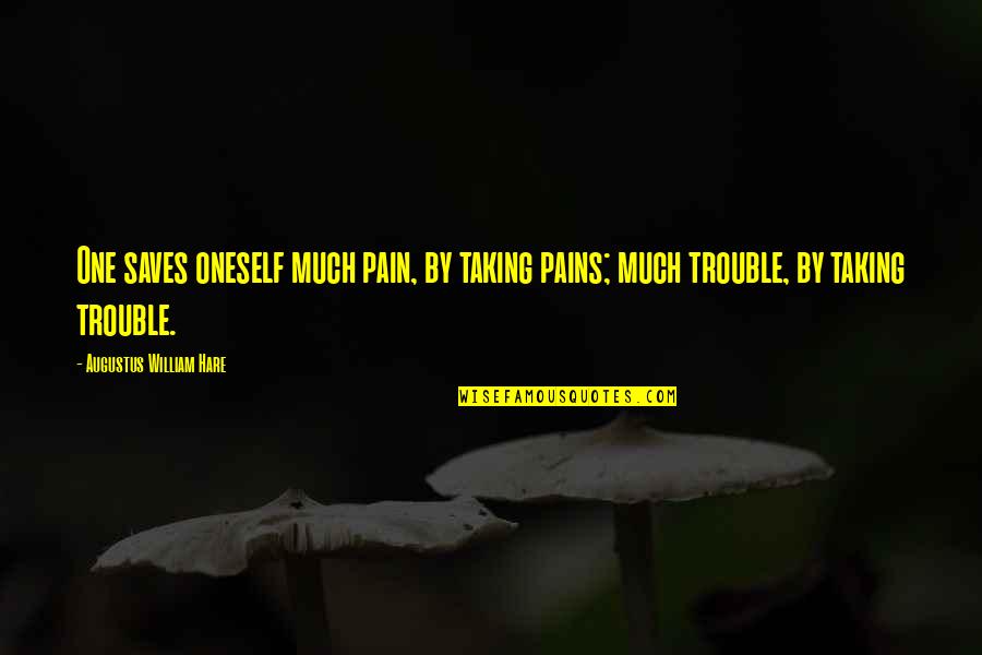 American Rhetoric Quotes By Augustus William Hare: One saves oneself much pain, by taking pains;