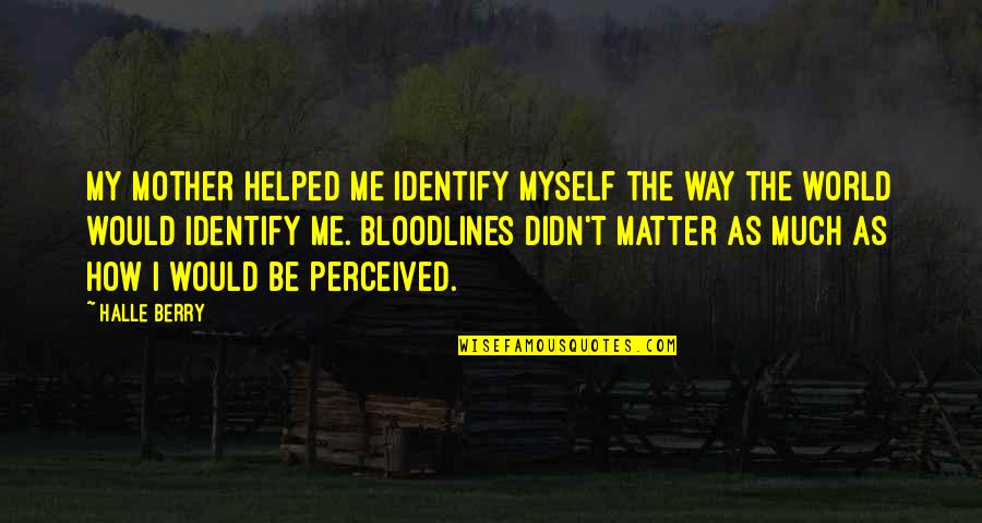 Americansitlines Quotes By Halle Berry: My mother helped me identify myself the way Americansitlines Quotes By Halle Berry: My mother helped me identify myself the way