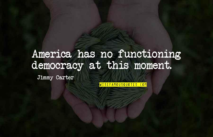 America's Democracy Quotes By Jimmy Carter: America has no functioning democracy at this moment.