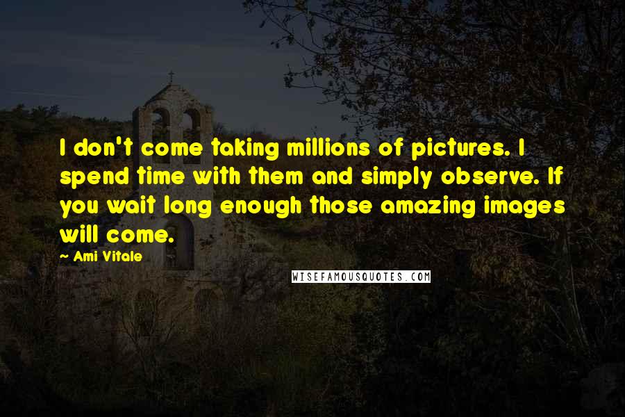 Ami Vitale quotes: I don't come taking millions of pictures. I spend time with them and simply observe. If you wait long enough those amazing images will come.