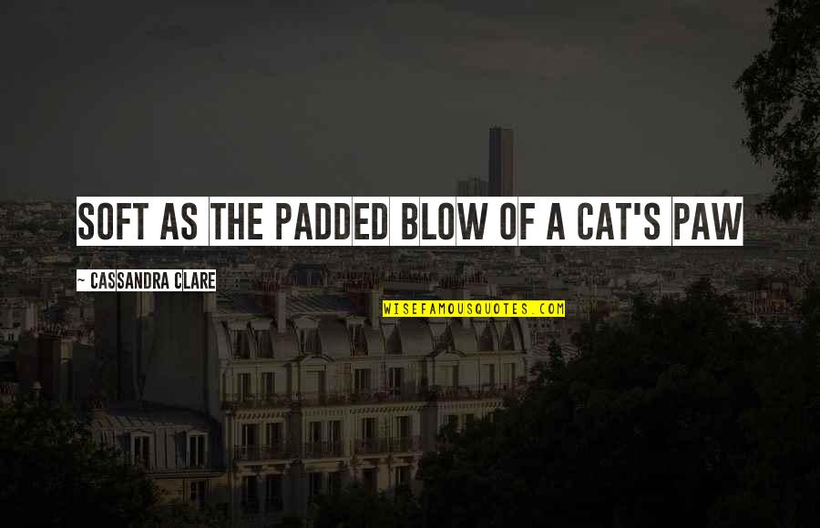 Amiably In A Sentence Quotes By Cassandra Clare: Soft as the padded blow of a cat's