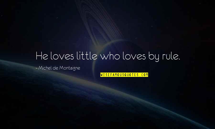 Amicucci Colori Quotes By Michel De Montaigne: He loves little who loves by rule.