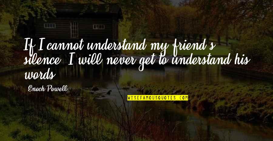 Amidalas Home Quotes By Enoch Powell: If I cannot understand my friend's silence, I