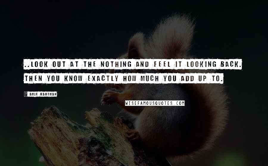 Amie Kaufman quotes: ..Look out at the nothing and feel it looking back. Then you know exactly how much you add up to.