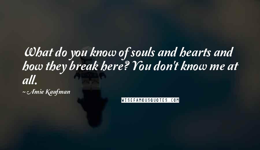 Amie Kaufman quotes: What do you know of souls and hearts and how they break here? You don't know me at all.