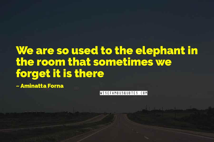 Aminatta Forna quotes: We are so used to the elephant in the room that sometimes we forget it is there