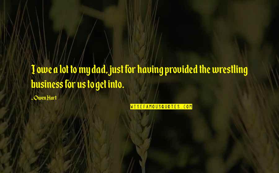 Amini Innovation Quotes By Owen Hart: I owe a lot to my dad, just Amini Innovation Quotes By Owen Hart: I owe a lot to my dad, just