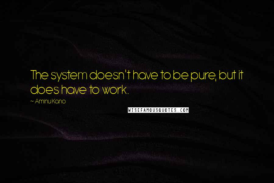 Aminu Kano quotes: The system doesn't have to be pure, but it does have to work.