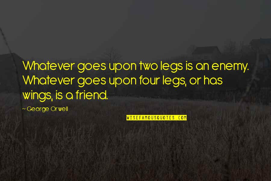 Amiram Levinberg Quotes By George Orwell: Whatever goes upon two legs is an enemy.